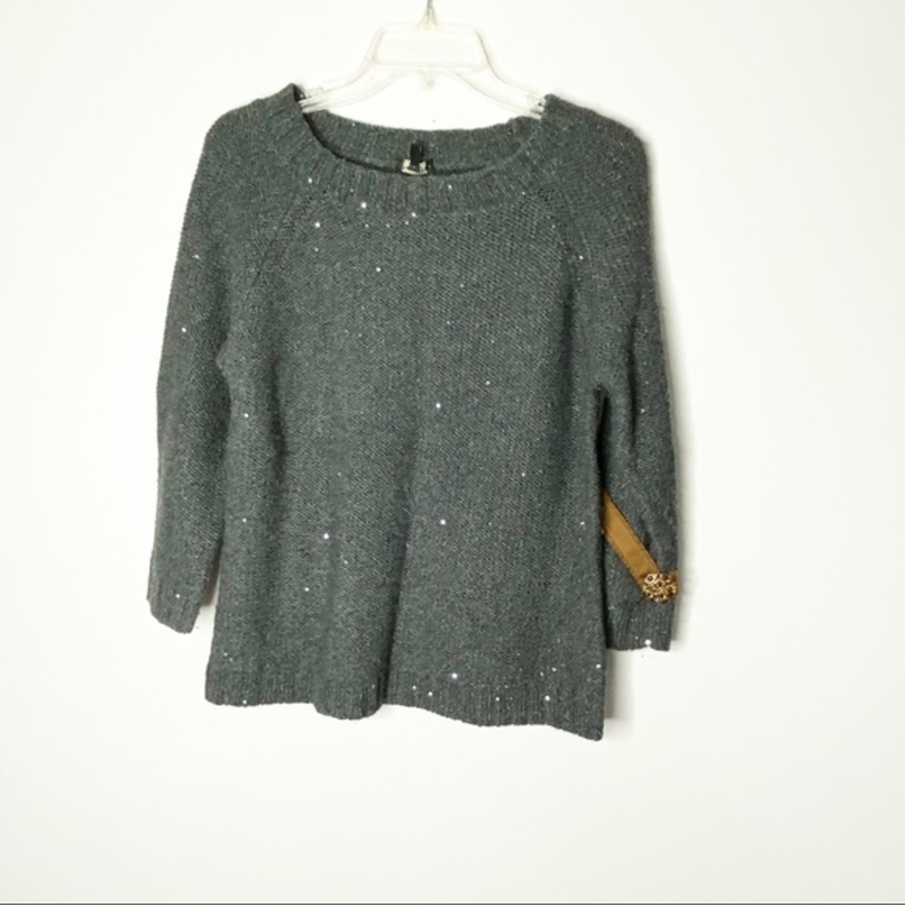 Talbots Gray Wool Blend Sequin Sweater Size Medium
